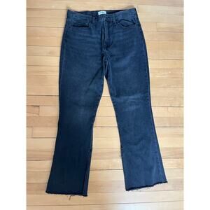 Pistola Charlie High Rise Wide Leg Jeans Distressed Black Slit Hem 30